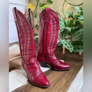 Abilene Red Leather Cowboy Cowgirl Western Boot